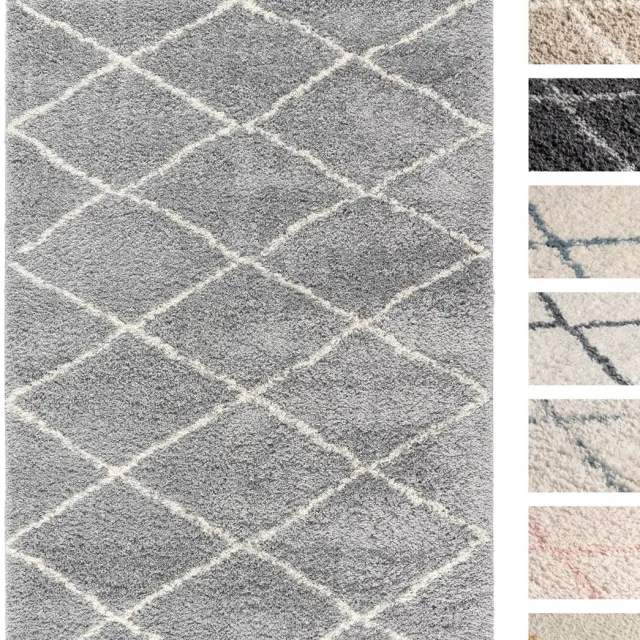 TESSO LIVING Vloerkleed Shaggy, Tapijt, Grijs, Hoogpolig, 80cm x 150cm, Superzacht, Franjes, Berber stijl