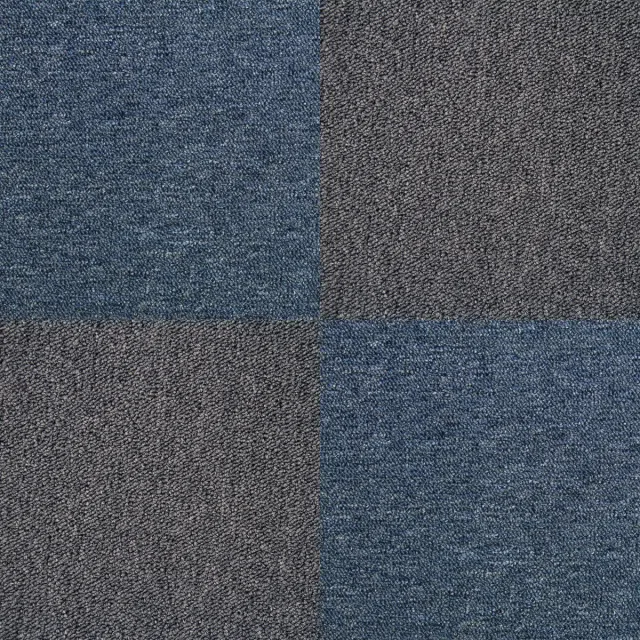 MonsterShop Tapijttegels bundel - storm blauw en zwart - 50x50cm - 10m2 - 5mm dik Zwart en Storm Blauw