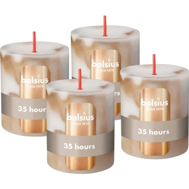 Bolsius Marmer Stompkaars - Marble - Beige - 4 stuks - 8 cm - 35 Branduren