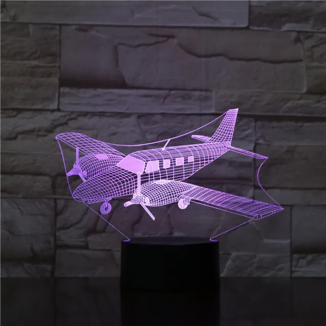MC Living 3D Led Lamp Met Gravering - RGB 7 Kleuren - Vliegtuig