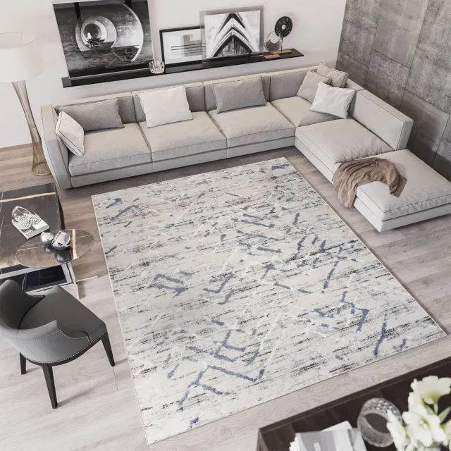 Tapiso Troya Vloerkleed Woonkamer Slaapkamer Grijs Zigzag Design Sfeervol Interieur Modern Geometrisch Duurzaam Hoogwaardig Tapijt Lichtgrijs1