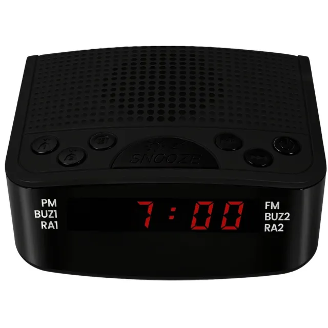 Currero Wekkerradio Op Netstroom - Digitale Klokradio - Met Projectie - Grote Cijfers - Senioren - Dubbel Alarm - Snooze - Zwart·