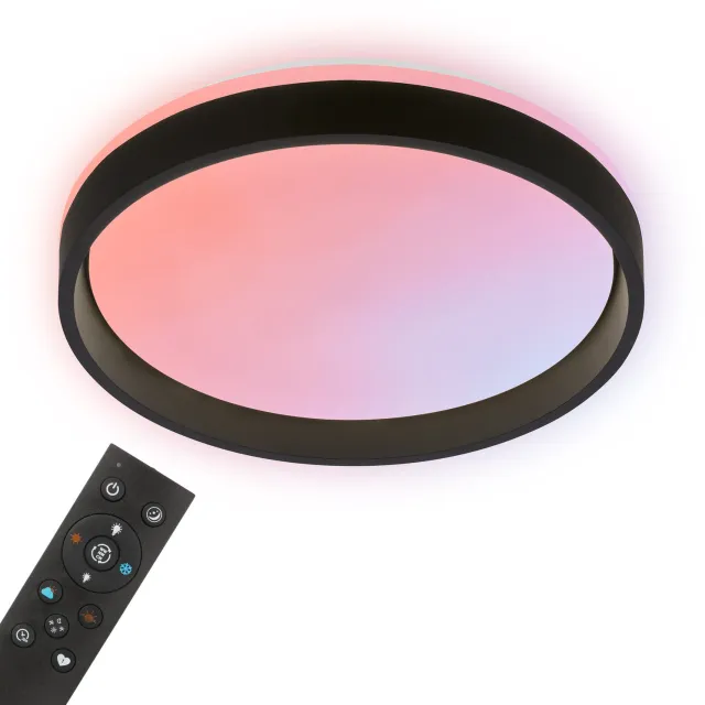 Briloner Auri - Dimbaar Plafondlamp - met backlight - woonkamer lamp - met kleurwisseling en afstandsbediening - Ø38cm zwart