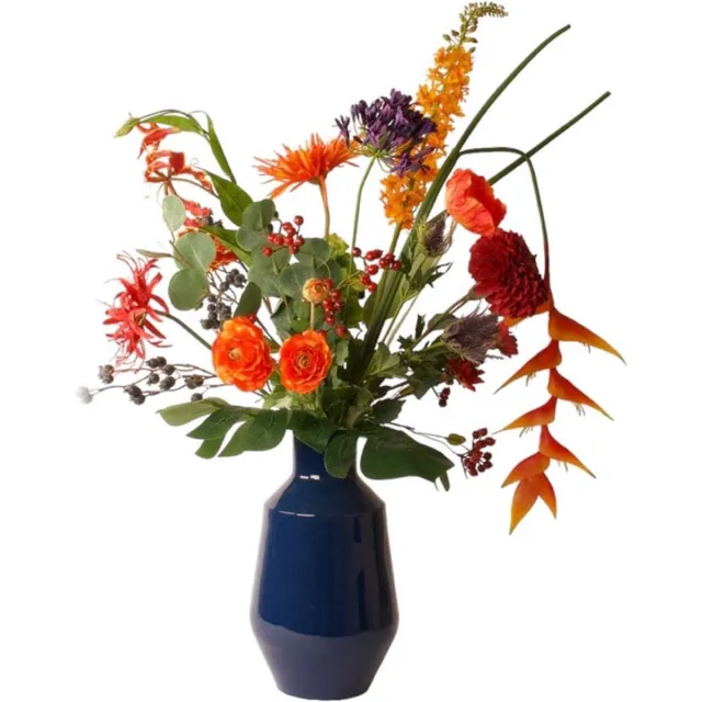 Winq Veldboeket Kunst Oranje Blauw Rood Combinatie - Boeket Kunstbloemen hoogte 70cm