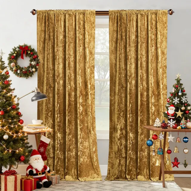 LAPAMAX Gordijn van 100% Polyester Velours met Roedtunnel van 7 cm - Deels Verduisterend Overgordijn met 50–70% Lichtblokkering - Raamdecoratie voor Woonkamer, Slaapkamer en Feestdecoratie - Goud - 140 x 175 cm - 1 Stuk