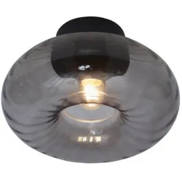 It's About Romi Plafondlamp glas Brussels rond dia.27x14cm, antraciet Grijs
