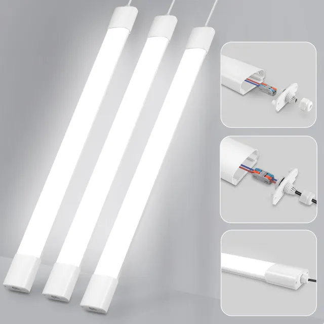 Oraymin Set van 3 Oraymin LED Plafondlamp 87cm-30W-3300LM-IP66-Koppelbaar-TL armatuur-TL buis-Garage Wit