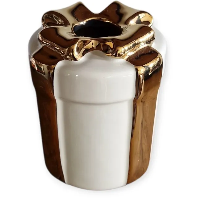 DK design Daan Kromhout - Vaasje - Vaas - Keramiek - Cadeautje - Rond - Wit/Goud - 11x15cm Wit;Goud