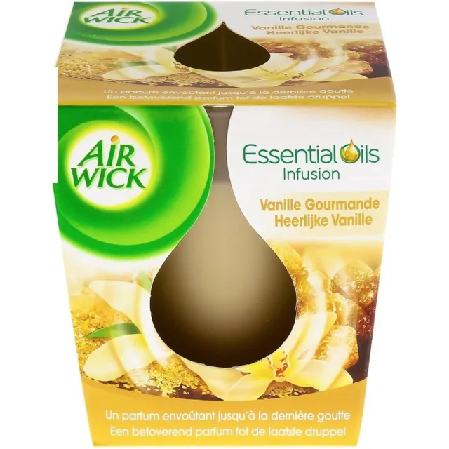 Air Wick Vanille Gourmande Essential Oils geurkaars 105 gram - Warme vanille geur kaars - Vanilla candle - 35 branduren Geel