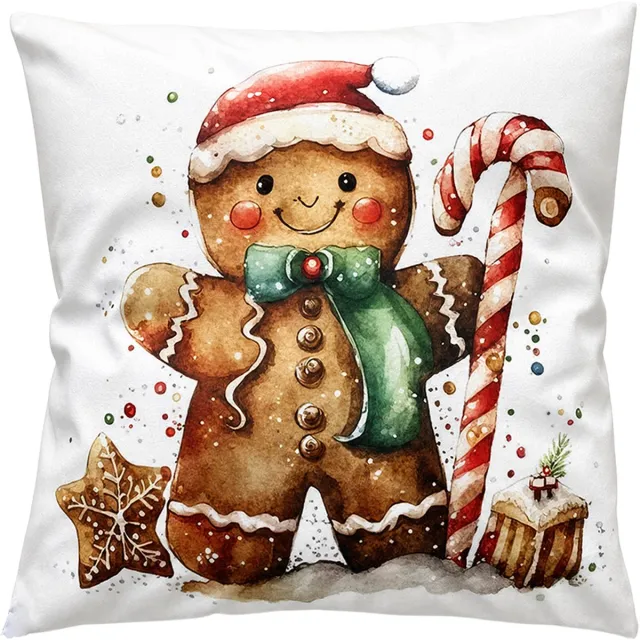 Clayre & Eef Sierkussen 45x45 cm Wit Polyester Gingerbread man