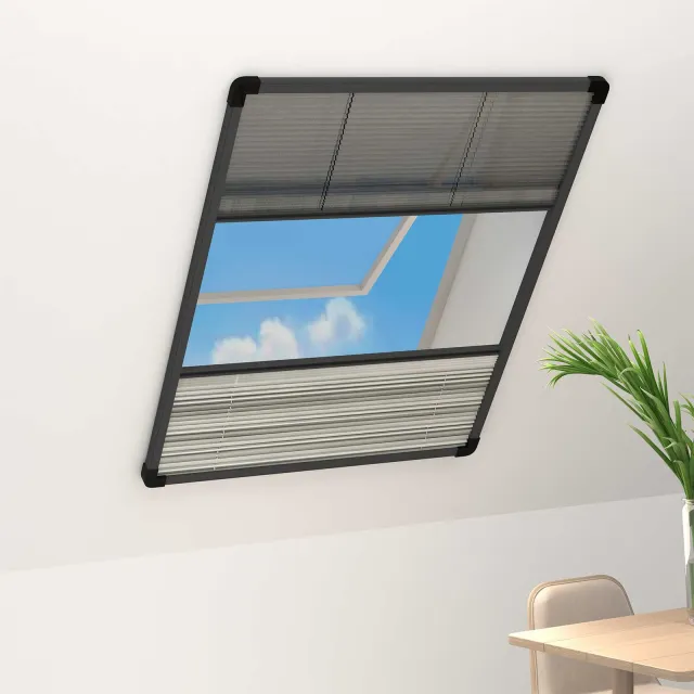 vidaXL Raamhor plissé met verduistering 80x120 cm aluminium Anthraciet