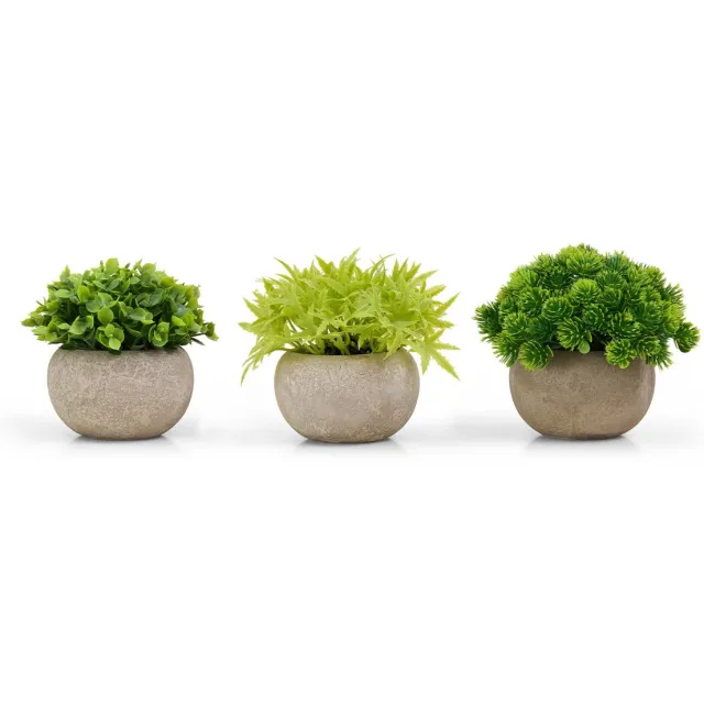 Unyqoos Set van drie levensechte kunstplanten voor huis en kantoor decoratie groen
