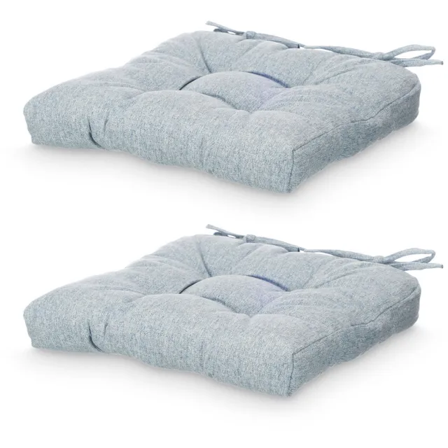Giftdecor Stoelkussens met stiksel en strikjes, 40 × 40 cm Blauw