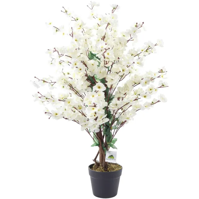 Kunstpalm Witte Kunst Bloesemboom | 90cm | Zijde Nep Bloesem Boom - wit - Nep Bloesem kunstplant Extra vol