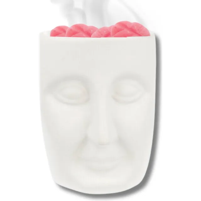 Scentchips Gezicht - Waxbrander - Geurbrander - Oliebrander - Wax Melts Brander - Aromabrander - Ook Geschikt Voor Essentiële Oliën - Geurolie - Waxmelts - Wit