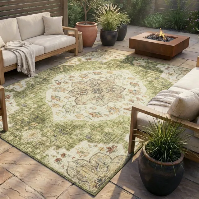 Fraai Vintage buitenkleed - Santo Mandala Groen - 160x230cm