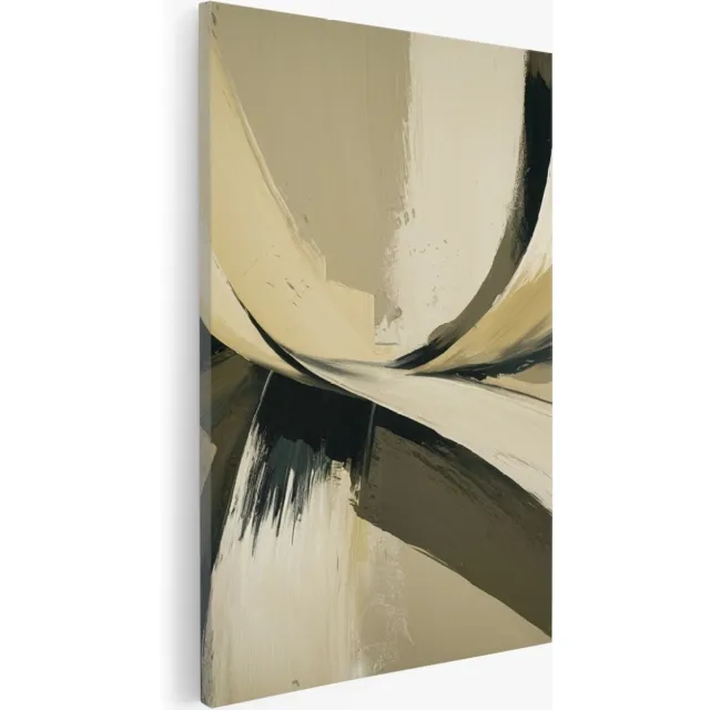 Saammp Canvas Schilderij - Strepen - Beige - Abstract - 30x40 - Foto op canvas - Wanddecoratie - Muurdecoratie Woonkamer - Slaapkamer decoratie - Canvas Print Multicolor