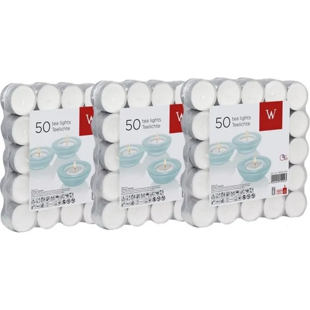 Trend Candles 150x Witte theelichtjes/waxinelichtjes 4 branduren - Geurloze kaarsen