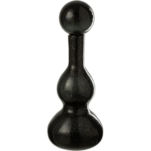 J-Line decoratoe Fles + Stop Carol - glas - zwart - small