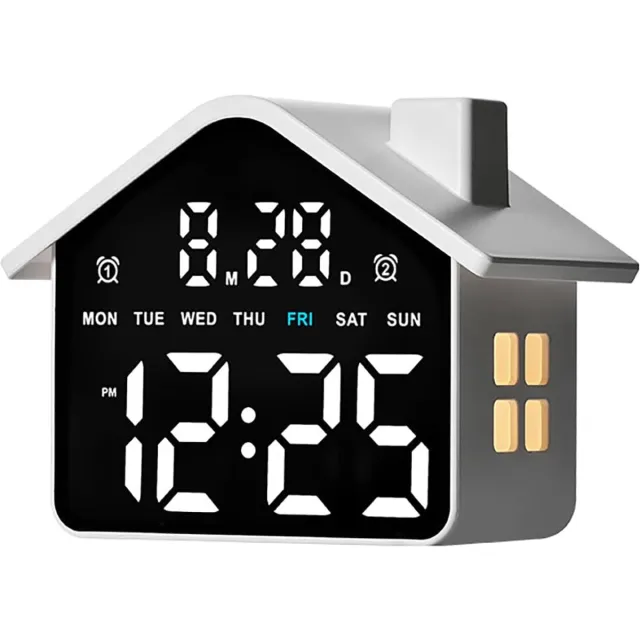 VHV Digitale Wekker met LED Display - Dubbel Alarm, Datum en Weekdag - 4 Helderheidsstanden - Zwart - Voor Slaapkamer