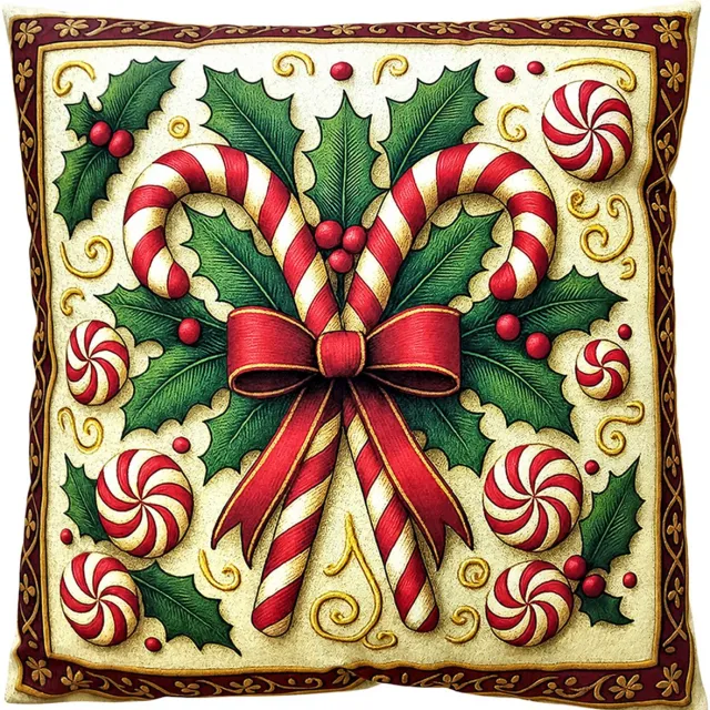 Clayre & Eef Sierkussen 45x45 cm Beige Polyester Kerst