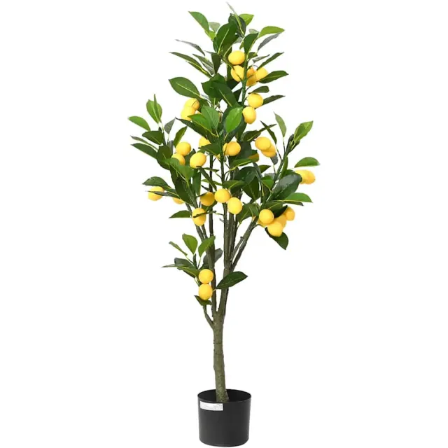 vidaXL Kunstcitroenboom 136 blaadjes 120 cm groen