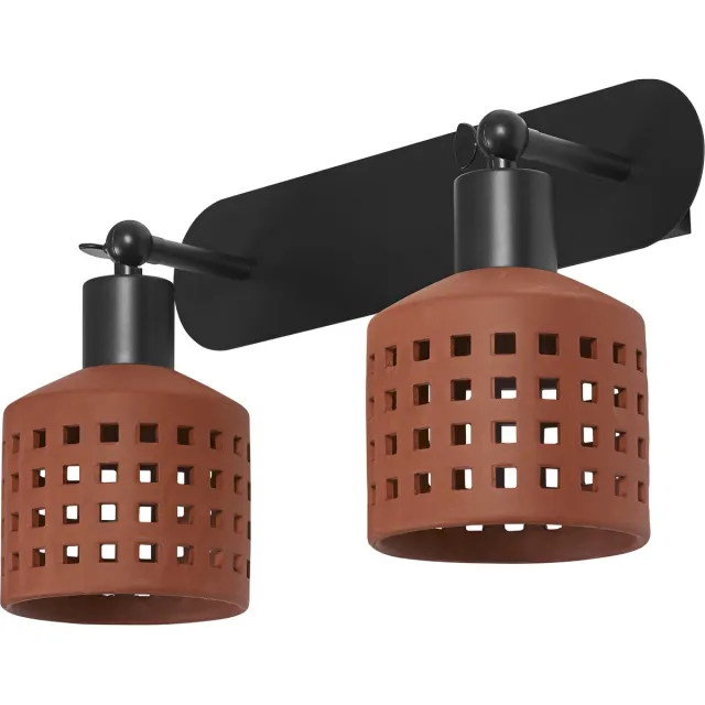 Osram Decor decoratieve wandlamp van klei met gatenpatroon, 2-lamps, E27 fitting Bruin