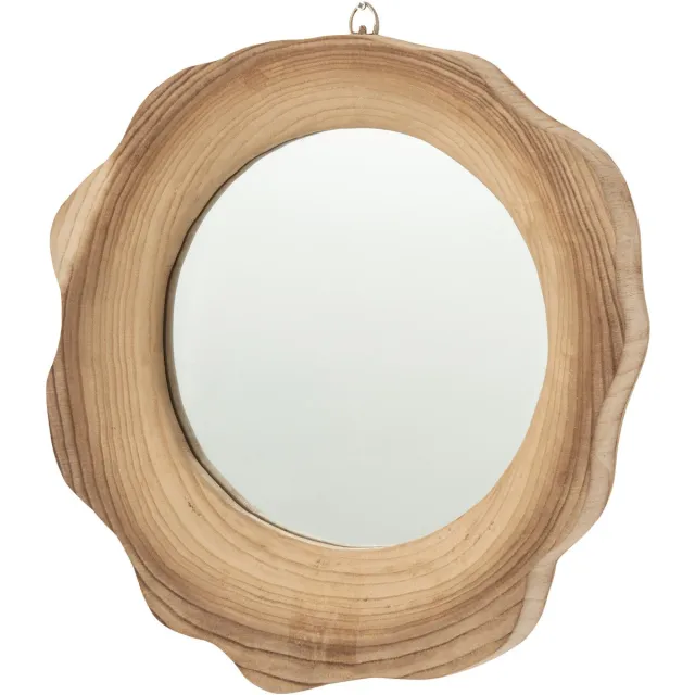 J-Line wandspiegel Geribbeld - hout - naturel - small