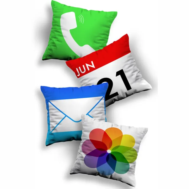 Ottoson Sierkussens set 4 stuks - INCLUSIEF BINNENKUSSENS 45x45 cm - smartphone icons - dubbelzijdig bedrukt - kussensloop - kussens woonkamer - kussenhoes groen