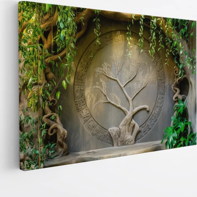 Saammp Canvas Schilderij - Poort in natuur - Landschap - Botanisch - 90x60 - Foto op canvas - Wanddecoratie - Muurdecoratie Woonkamer - Slaapkamer decoratie - Canvas Print Multicolor