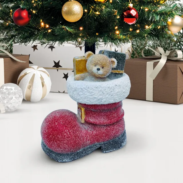 Family Christmas Kerstboomstandaard Santa Kerstman Laars – Decoratieve Kerstboomvoet van Kunststeen – Stevige Boomstandaard voor Kerstboom – Rood/Wit 1 Stuks [58594]