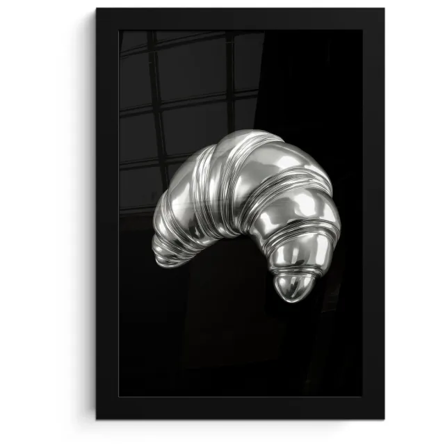 FrameYourWall Poster in lijst - Fotolijst 20x30 cm - Posters - Croissant - Metaal - Zilver - Posterlijst zwart - Decoratie - Wanddecoratie woonkamer - Muurdecoratie slaapkamer
