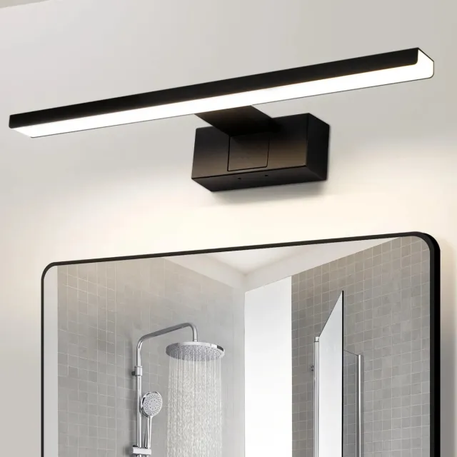 NETTLIFE LED Spiegellamp - badkamerlamp - zwart - 60CM - neutraal wit 4000K - 12W Badkamerverlichting - IP44 wandlamp - modern Spiegelverlichting - voor kelder | keuken | badkamermeubel