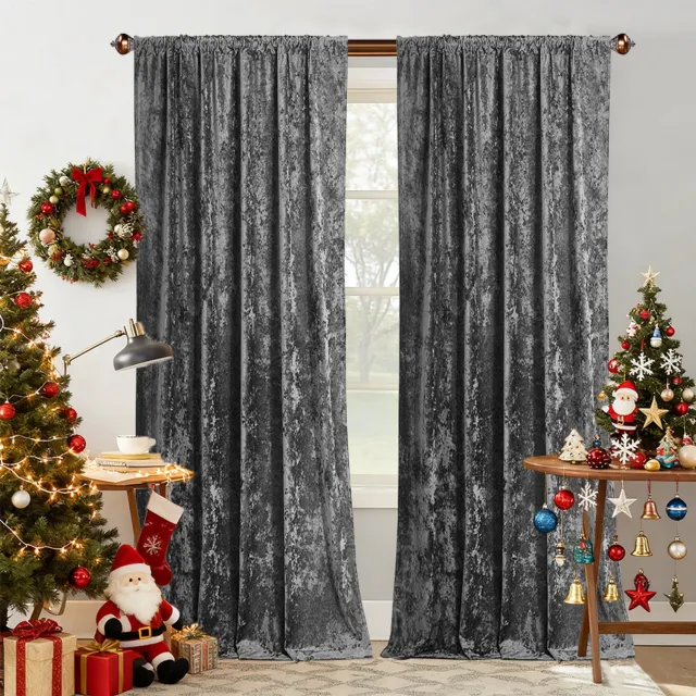 LAPAMAX Gordijn van 100% Polyester Velours met Roedtunnel van 7 cm - Deels Verduisterend Overgordijn met 50–70% Lichtblokkering - Raamdecoratie voor Woonkamer, Slaapkamer en Feestdecoratie - Grijs - 140 x 260 cm - 1 Stuk