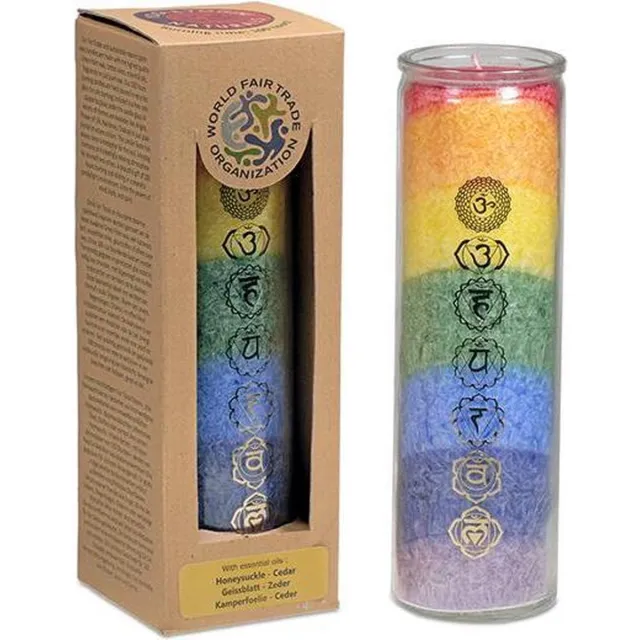 Greenpalm Geurkaars stearine 7 chakra's (21x6,5 cm) Multi colour