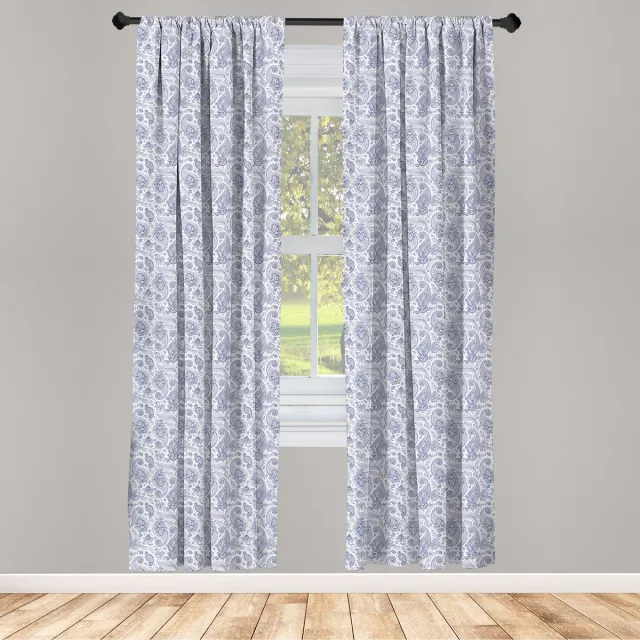 ABAKUHAUS Paisley gordijnen – 2-delige paneelset 75x245 cm – zwart/wit zwart en wit