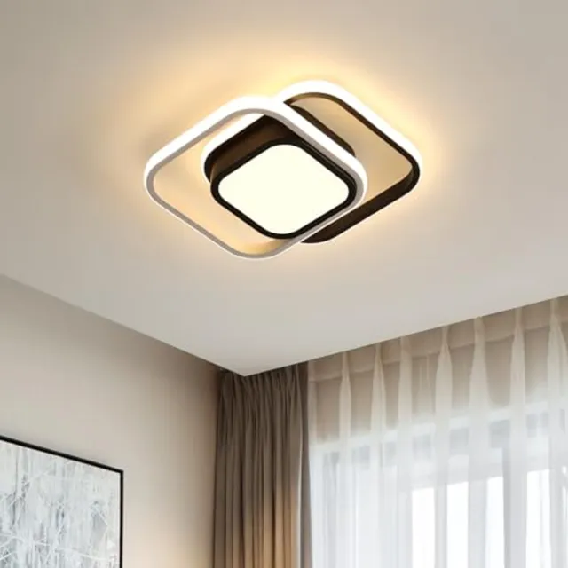 Haobosic LED Plafondlamp - Dubbel Vierkant Design - 32W - Warm Wit 3000K - Aluminium - Wit - Modern - Voor Woonkamer Slaapkamer White
