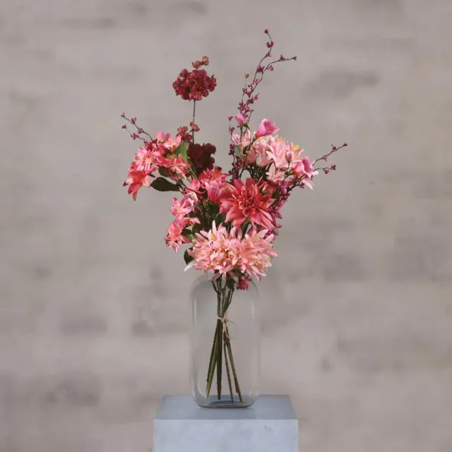 Decoratietakken Kunstbloemen boeket - Passie - 80 cm - Zijden bloemen - Onderhoudsvrij Lichtroze,Roze,Paars,Fuchsia