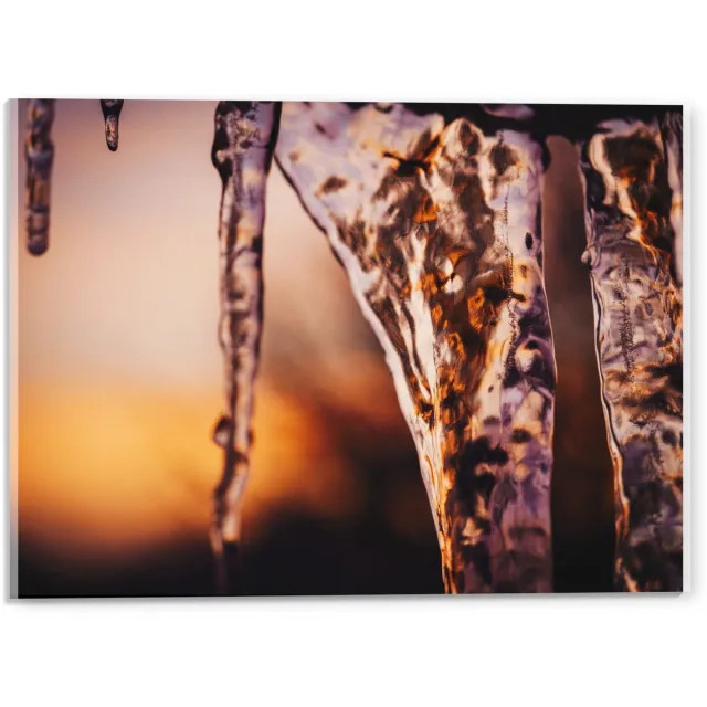 KuijsFotoprint Acrylglas - Vallend Water met Oranje Gloed - 40x30cm Foto op Acrylglas (Met Ophangsysteem) Wit