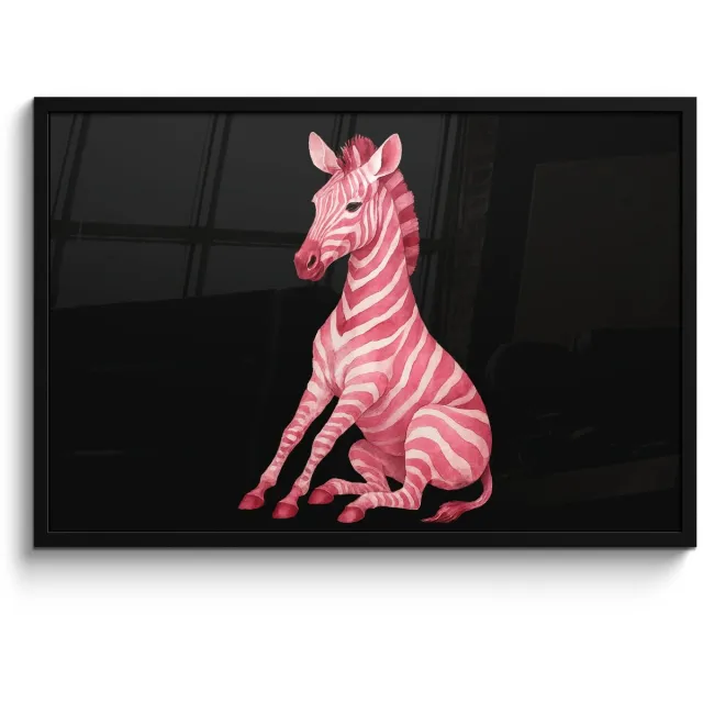 FrameYourWall Poster in lijst - Fotolijst 90x60 cm - Posters - Zebra - Roze - Gestreept - Posterlijst zwart - Decoratie - Wanddecoratie woonkamer - Muurdecoratie slaapkamer