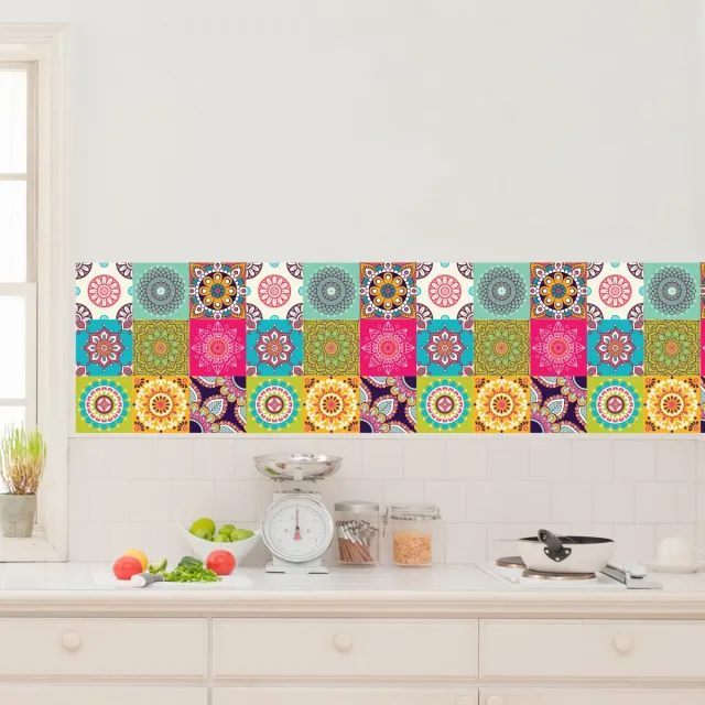 Ambiance Sticker Muurstickers - Zelfklevende tegelmuurstickers voor keuken en badkamer - 9 Tango tegelstickers - 9 stickers 10x10cm Multi color