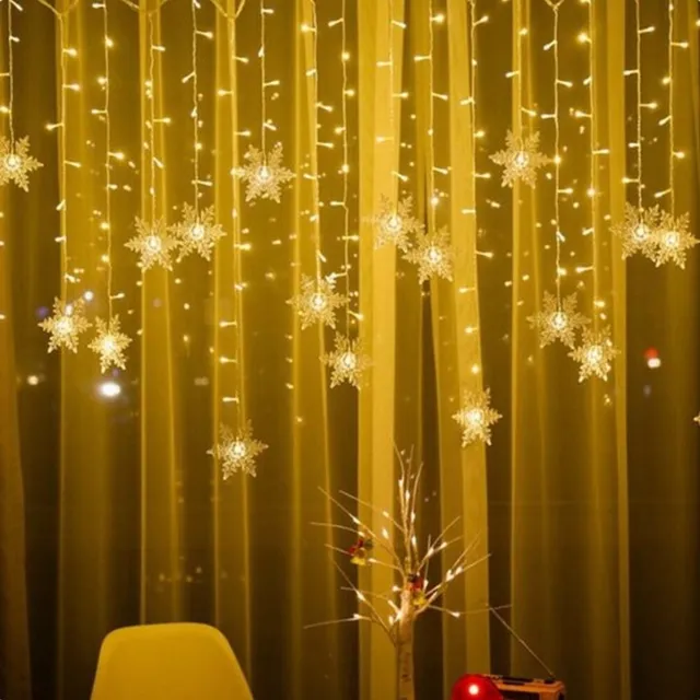 Mrilary Sneeuwvlok-lichtslinger - kerstlichtsnoeren - Kerstmis Sneeuwvlok-verlichting - Sneeuwvlok LED-verlichting, 4 meter, 220V, 8 verlichtingsmodi, waterdicht, kerstverlichtingsslinger, voor tuin, terras, slaapkamer en feestdecoratie