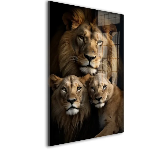 De Online Drukwinkel Glasschilderij Mystieke Harmonie - 90 x 60 cm - Dier - Dieren - Acrylaat - Inclusief wandbevestiging - Foto op plexiglas - Wanddecoratie woonkamer – Modern – Portret Blauw