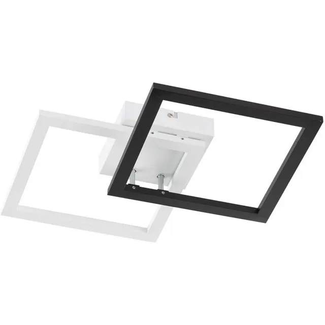 Wofi Plafondlamp Woonkamerlamp vierkant zwart wit LED, metaal, 1x LED warm wit, LxB 48x31 cm