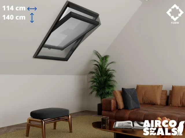 FDBW Insecten Hor Dakraam – 114 x 140 cm – Hor Geschikt voor Velux SK08 | Fakro/Optilight 11 | Roto 11/14 - Insect Raamhor - Vliegenhor – Velux Tuimelvenster Oplossing Zwart 114 x 140 cm