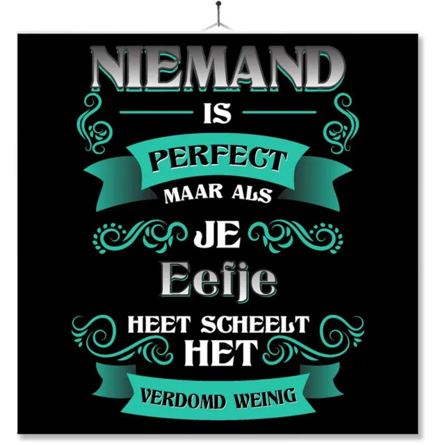 MC Living Tegel Met Opdruk | Kado | Cadeau | Niemand Is Perfect Maar Als Je Eefje Heet Scheelt Het Verdomd Weinig Multi-Color
