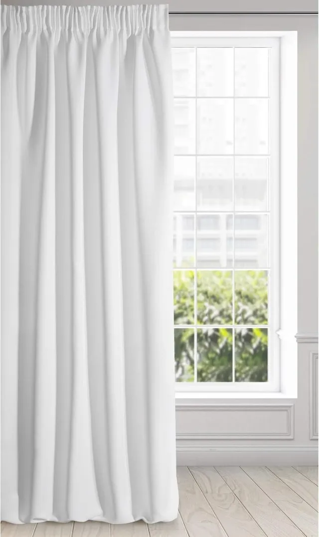 Famanu Mat verduisteringsgordijn - satijn - met geplooide band - 1 stuk - elegant - glad - eenvoudig - voor woon - en slaapkamer - wit 135 x 270 cm White