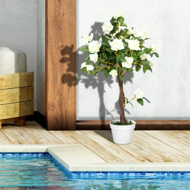 MODFU Kunstplant - Rozenboom - Wit - 90 Cm - In Pot