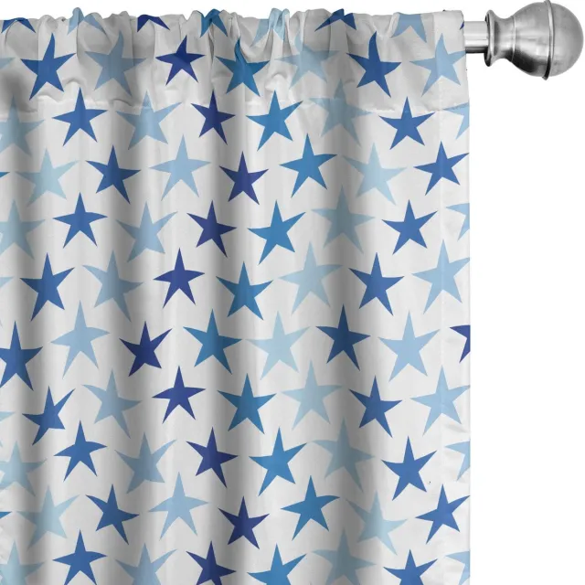 ABAKUHAUS Sterren gordijnen – 2x75x245 cm – Microvezel Indigo Indigo Dark Blue and White