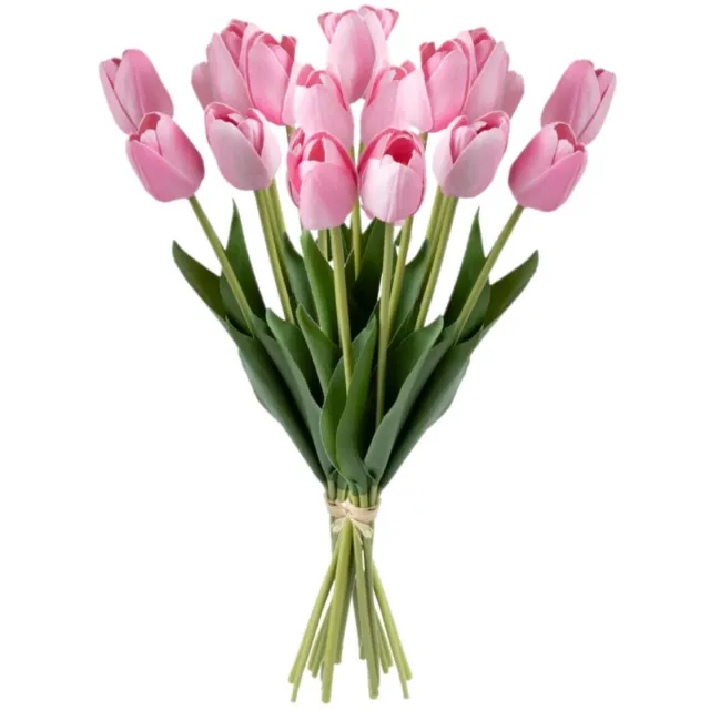 Atmosphera Kunst tulpen boeket Holland - 20x stuks - roze - real touch - kunst zijdebloemen - levensechte kunstbloemen